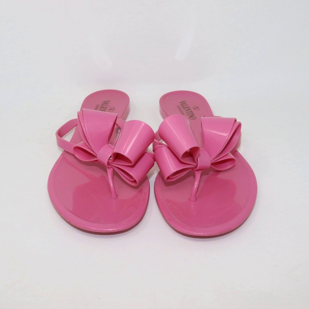 Valentino 41 Pink Bow Jelly Flip Flop Thong Sandal PVC Rubber